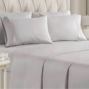 CGK Unlimited, Light Grey, 6 piece, King Size 4 pillowcases 1 flat & 1 fitted